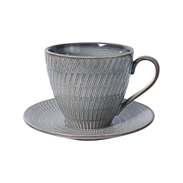 Tasse à café et soucoupes en porcelaine grise de 5 onces à vendre