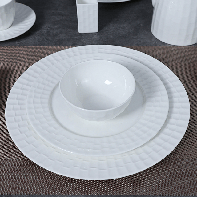 Hôtel Ware Assiettes Ensemble Vaisselle Blanc Dîner Ensemble Bone China Vaisselle Ensemble