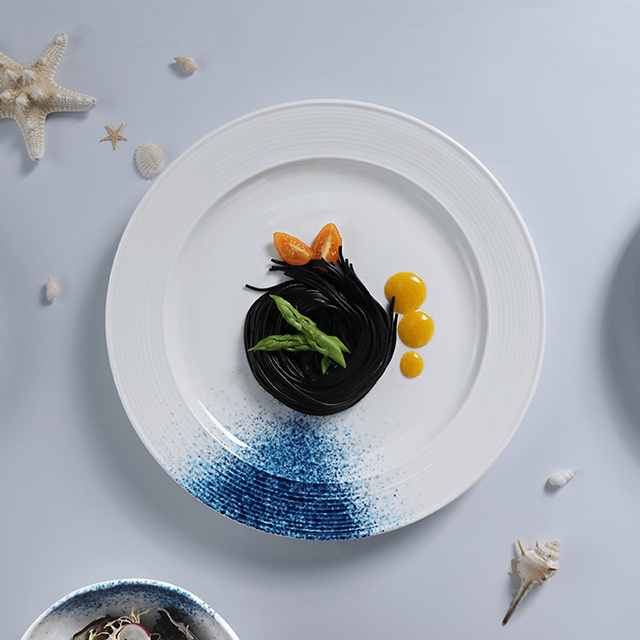 Ensemble de vaisselle d'approvisionnement d'hôtel d'usine de porcelaine ensemble d'assiettes de fruits de mer de pâtes ensemble de vaisselle d'assiette de pétoncles pour le Restaurant