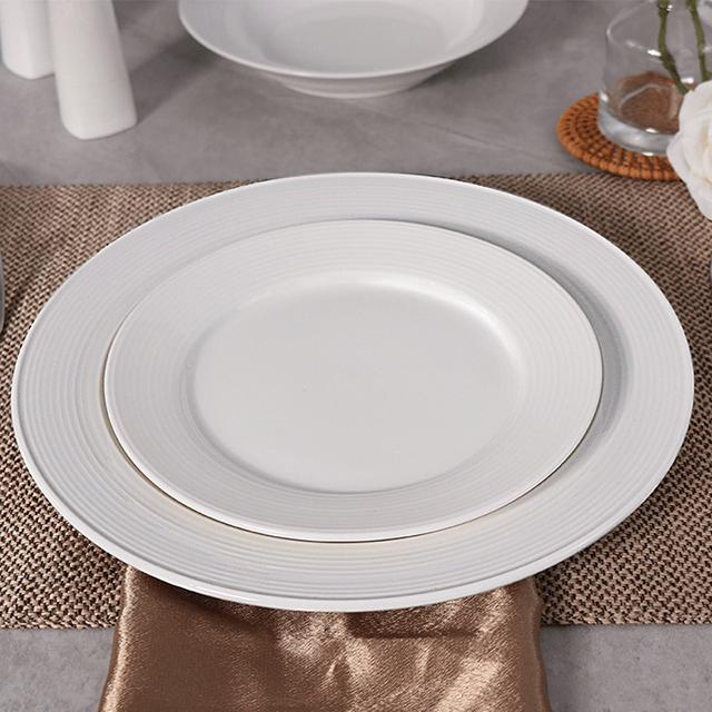 Service d'Assiettes Plates en Porcelaine Blanche Plats en Céramique
