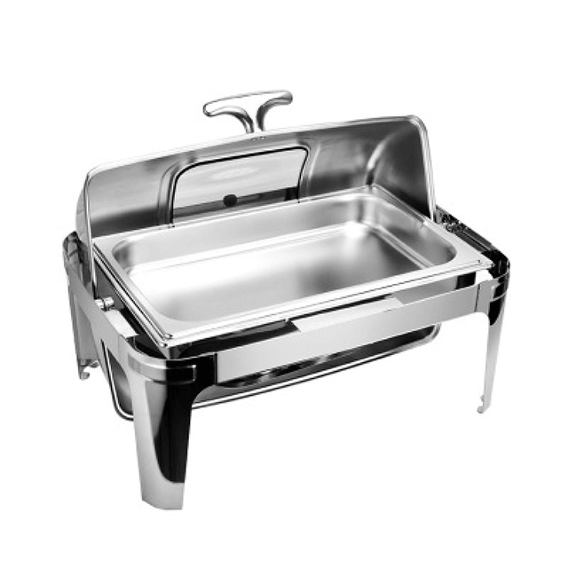 Buffet à bascule rectangulaire visible Chafing Dish Réchauffeur en acier inoxydable Chafing Dishes Chauffe-aliments Buffet Poêles pour l'embauche de restauration
