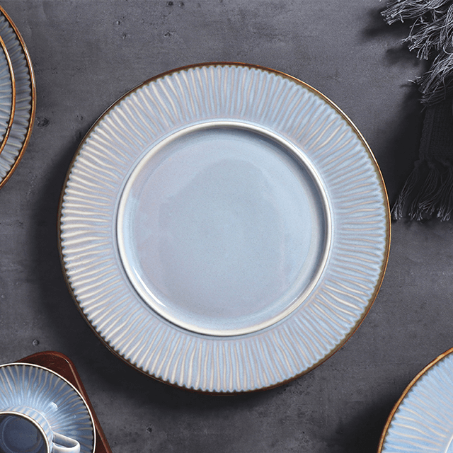 Assiette Plate En Porcelaine Bleue