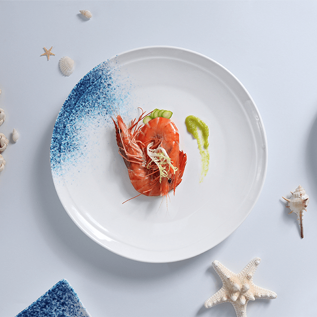 Ensemble de vaisselle d'approvisionnement d'hôtel d'usine de porcelaine ensemble d'assiettes de fruits de mer de pâtes ensemble de vaisselle d'assiette de pétoncles pour le Restaurant