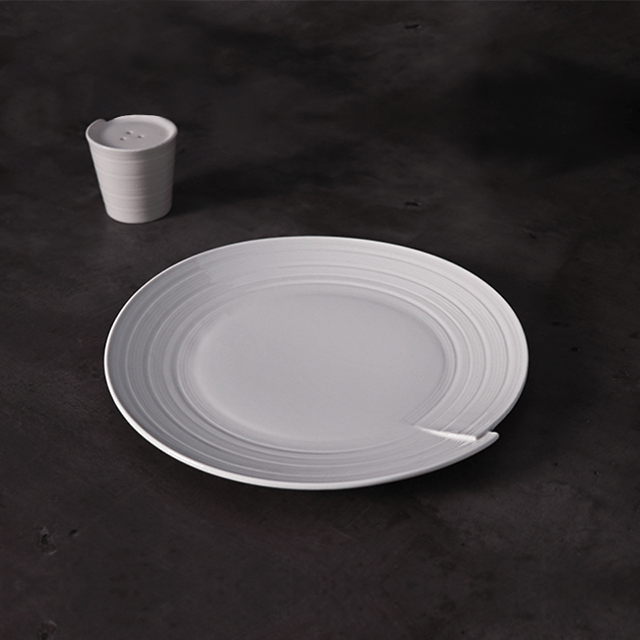 Vaisselle d'hôtel de cuisine Ensemble de dîner et assiettes à vague blanche