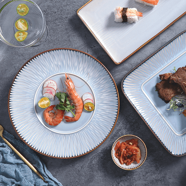 Assiette Plate En Porcelaine Bleue