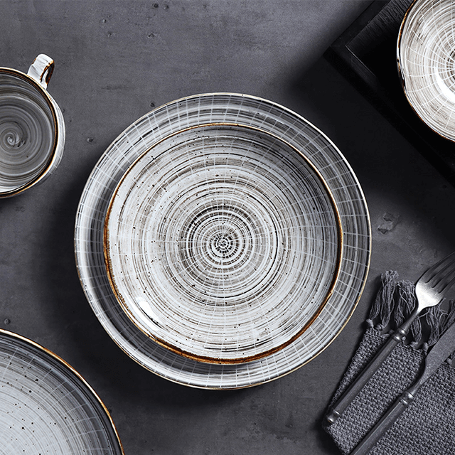 Assiette ronde en porcelaine de 25 cm pour restaurant Super assiettes en grès pour Amazon 