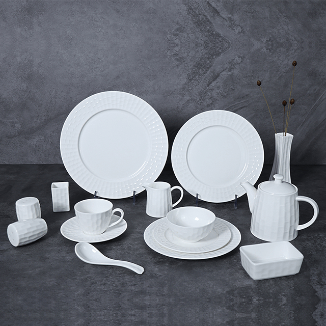 Hôtel Ware Assiettes Ensemble Vaisselle Blanc Dîner Ensemble Bone China Vaisselle Ensemble