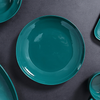 Vaisselle de luxe, service d'assiettes vertes dorées, vaisselle en porcelaine, service de table pour célibataires heureux, vaisselle en grès céramique brillant pour hôtel
