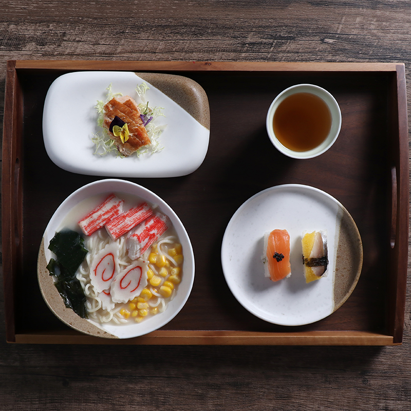 Vaisselle japonaise couleur glaçure assiette à dîner ensemble de nourriture porcelaine céramique vaisselle ensemble de luxe assiette et bols pour Restaurant