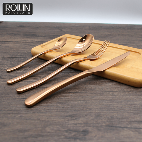Couverts de Restaurant, vaisselle, ensemble de couverts, couteau en acier inoxydable doré 304 