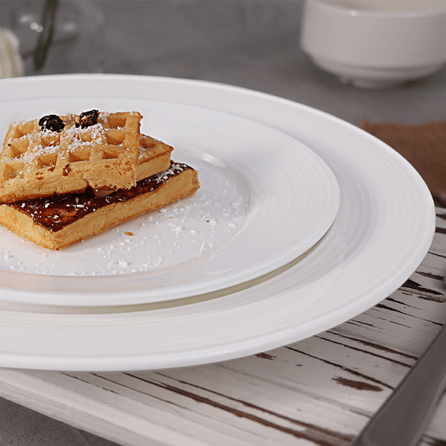 Service d'Assiettes Plates en Porcelaine Blanche Plats en Céramique