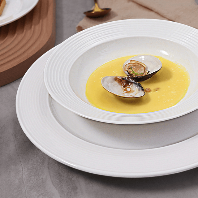 Service d'Assiettes Plates en Porcelaine Blanche Plats en Céramique