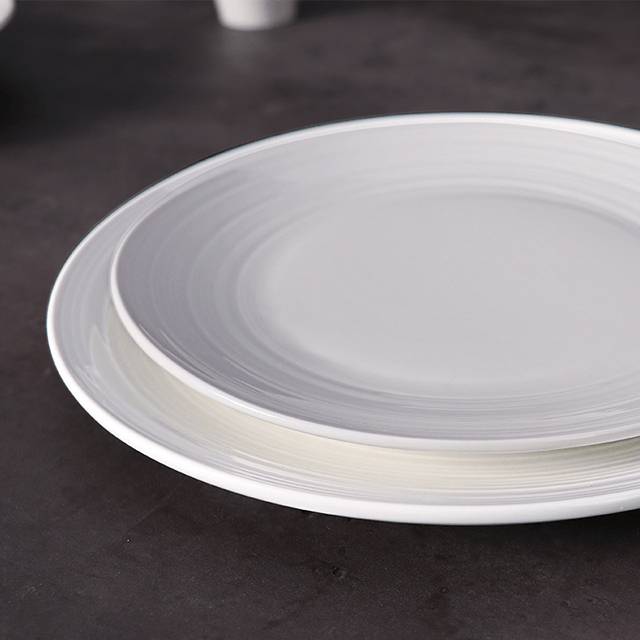 Vaisselle d'hôtel de cuisine Ensemble de dîner et assiettes à vague blanche