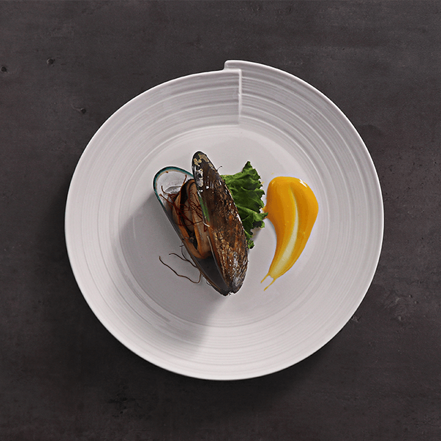 Vaisselle d'hôtel de cuisine Ensemble de dîner et assiettes à vague blanche