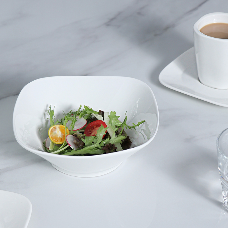 Assiette en porcelaine blanche Assiette carrée moderne