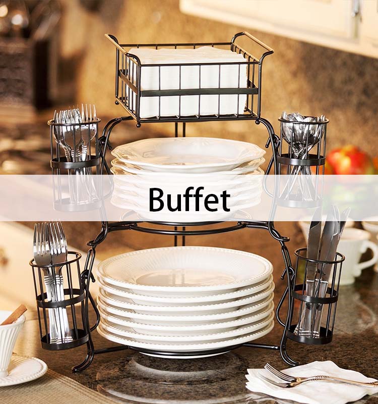 Disposition de la vaisselle du buffet