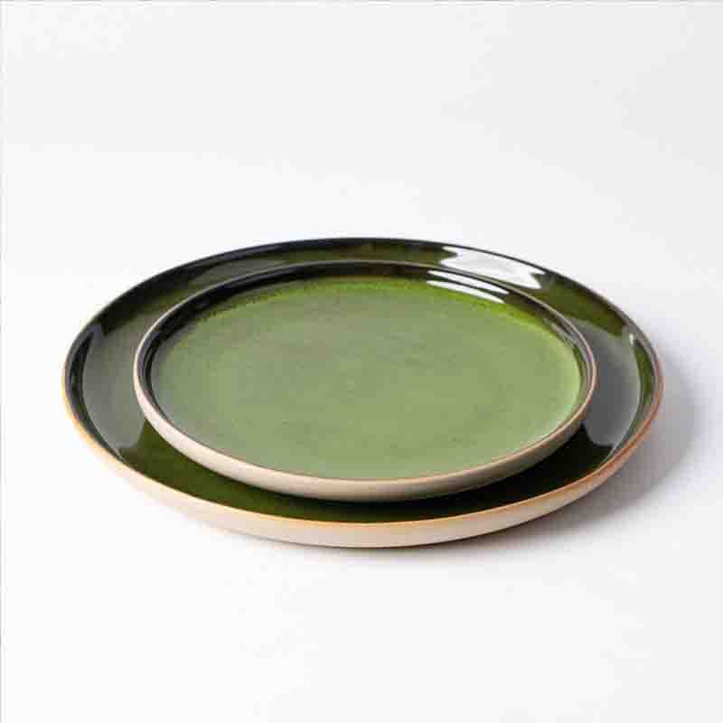 Assiettes de restaurant en vrac Vaisselle en porcelaine verte